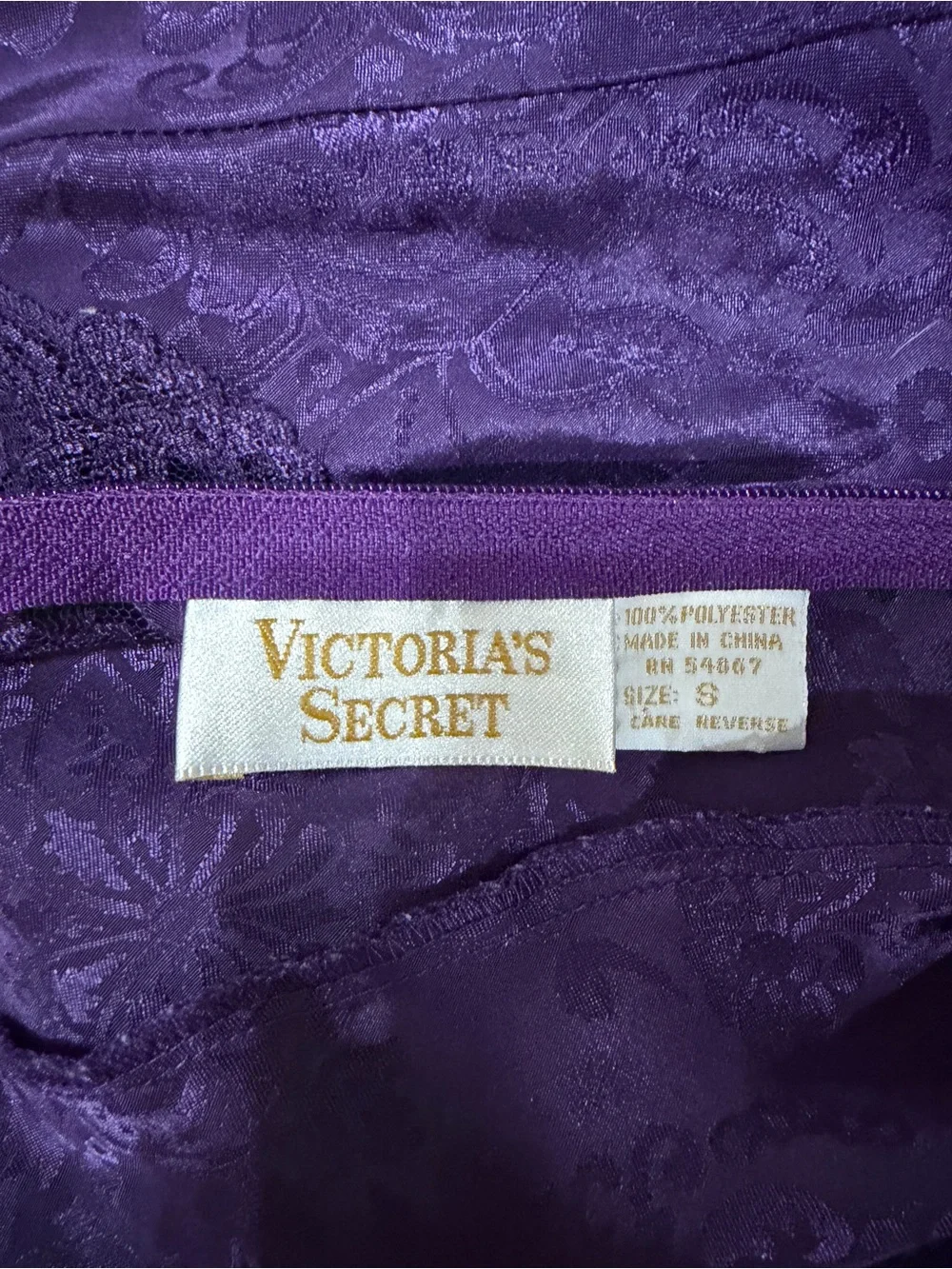 Vintage Victoria’s Secret Gold Label Purple Satin Jacquard Lace Teddy Bodysuit